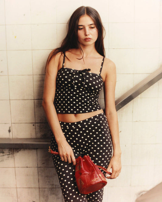 TIE CAMI IN ESPRESSO DOT