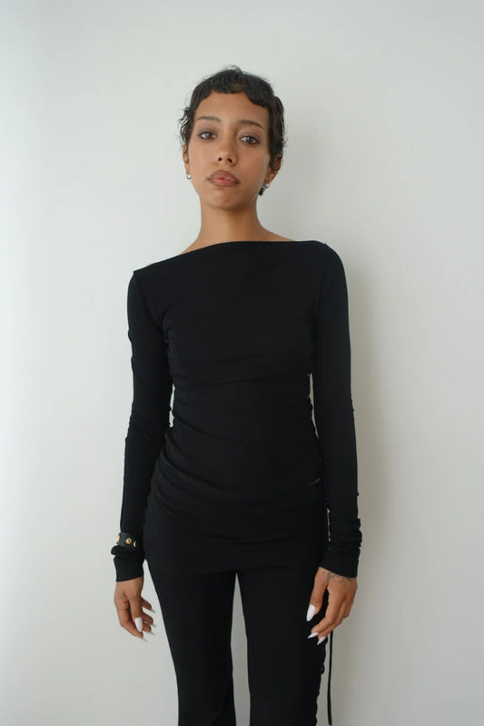 Thalia Lace up Long Sleeve Top