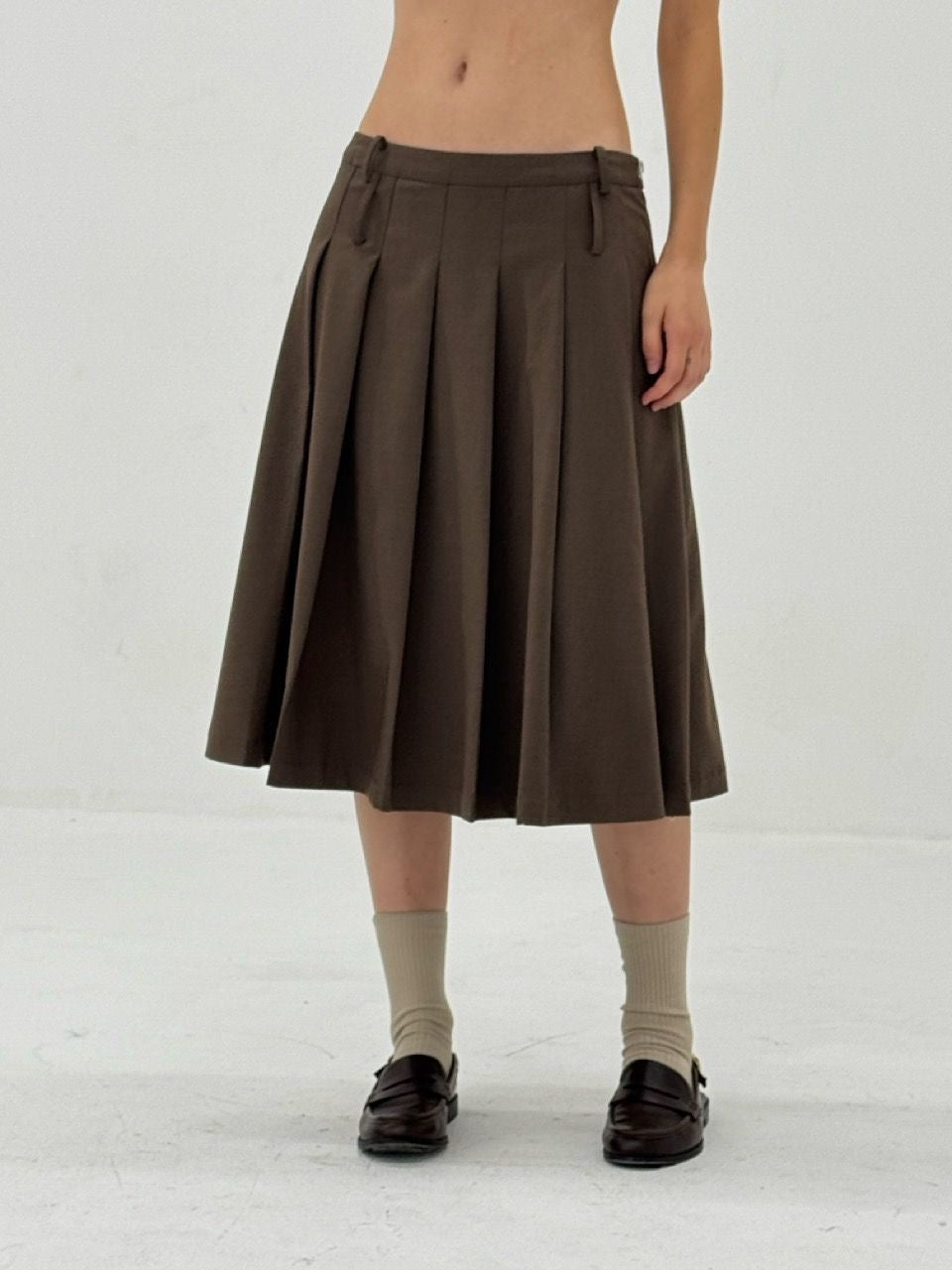 Side Zipper Pleated Skirt