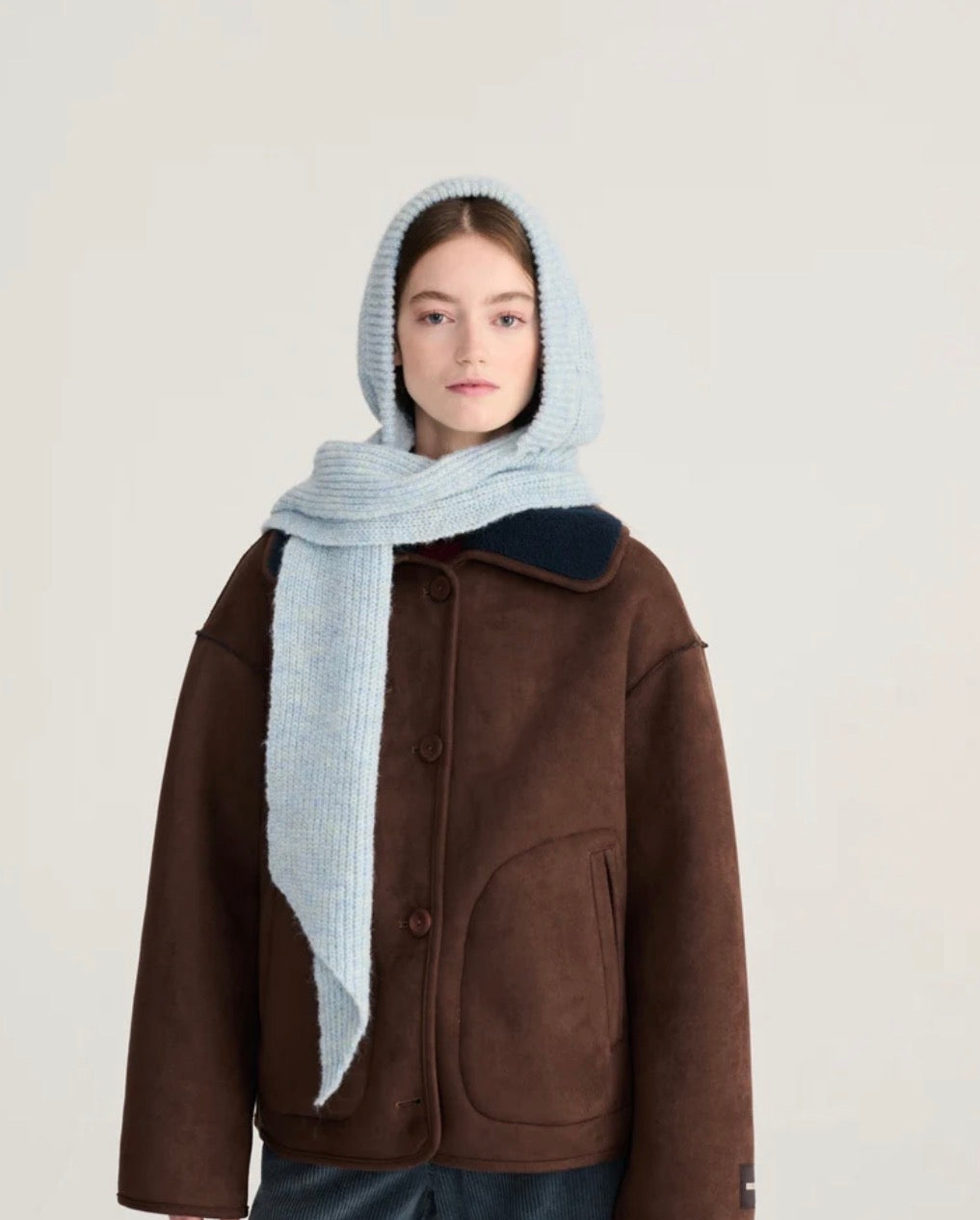 Knitted hooded scarf