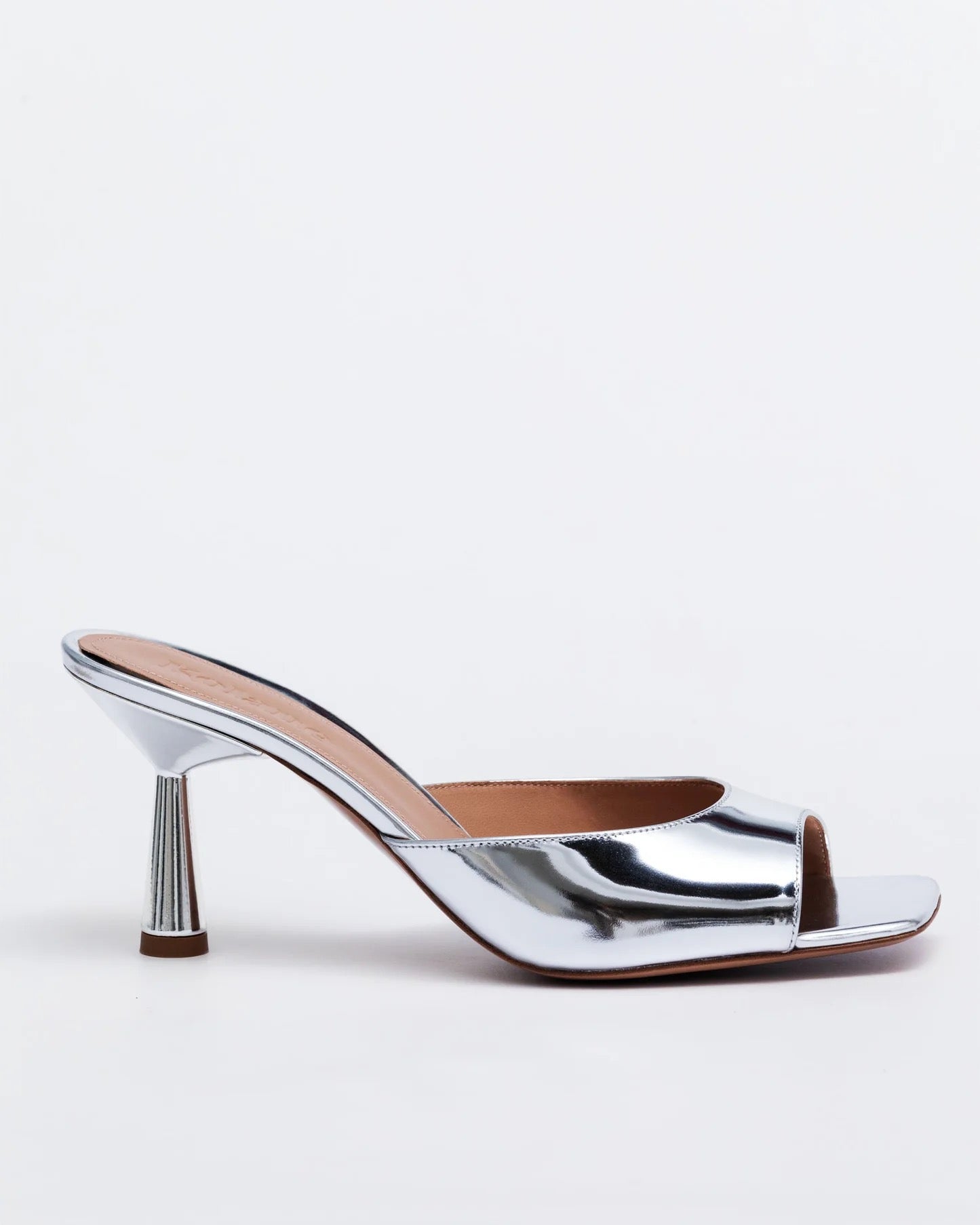 Greta Mule Mirror Leather 70mm / Silver