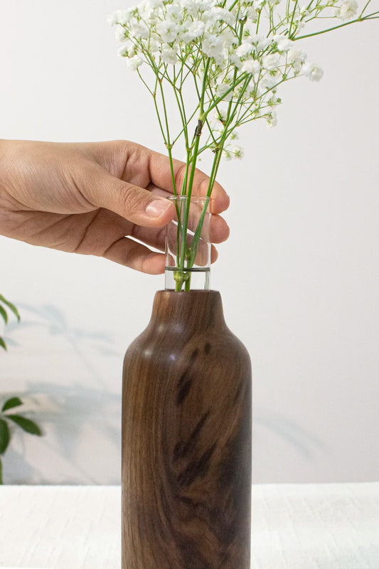 Large Walnut Bottle Vase