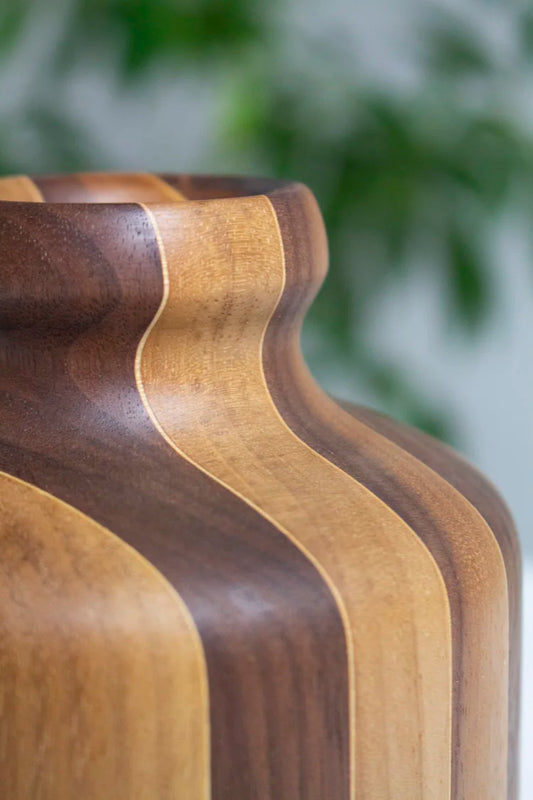Water Bottle Vase - Walnut Pinstriped