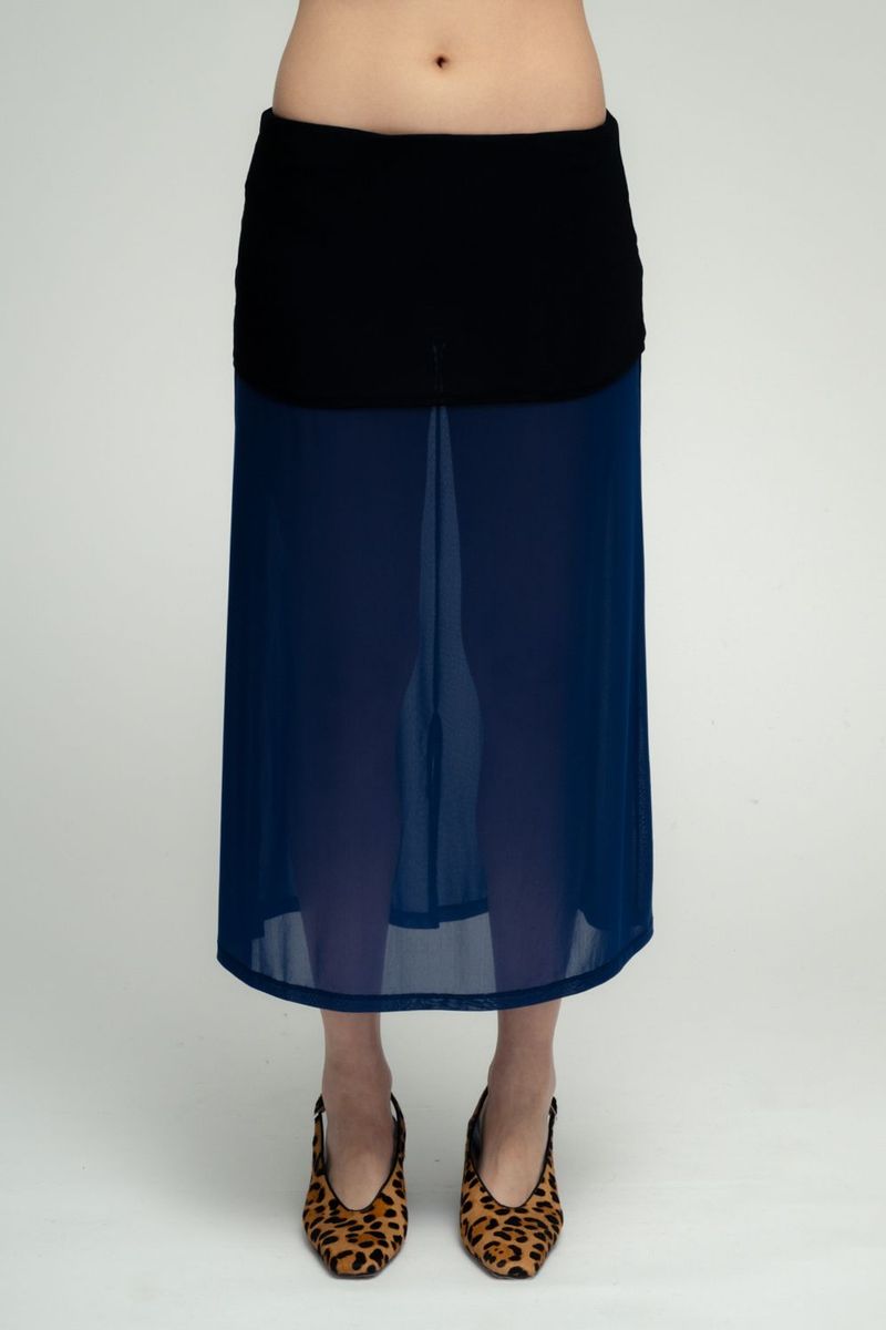 Foldover Straight Midi Skirt