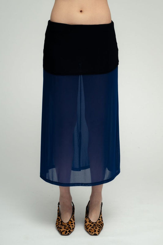Foldover Straight Midi Skirt