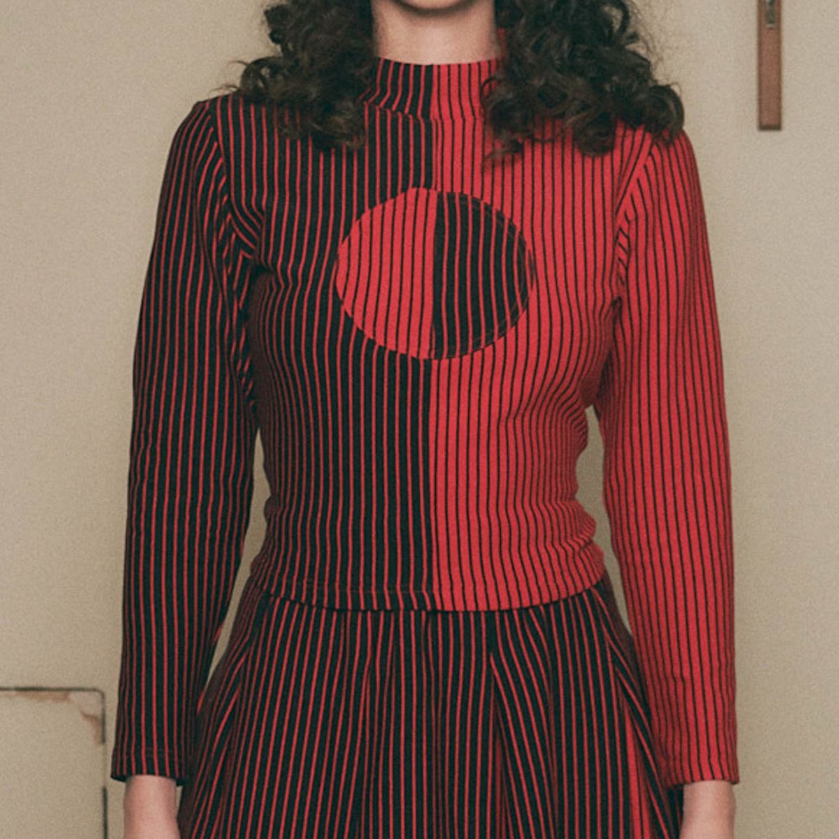 Blood Stripe Long Sleeve Crop Top
