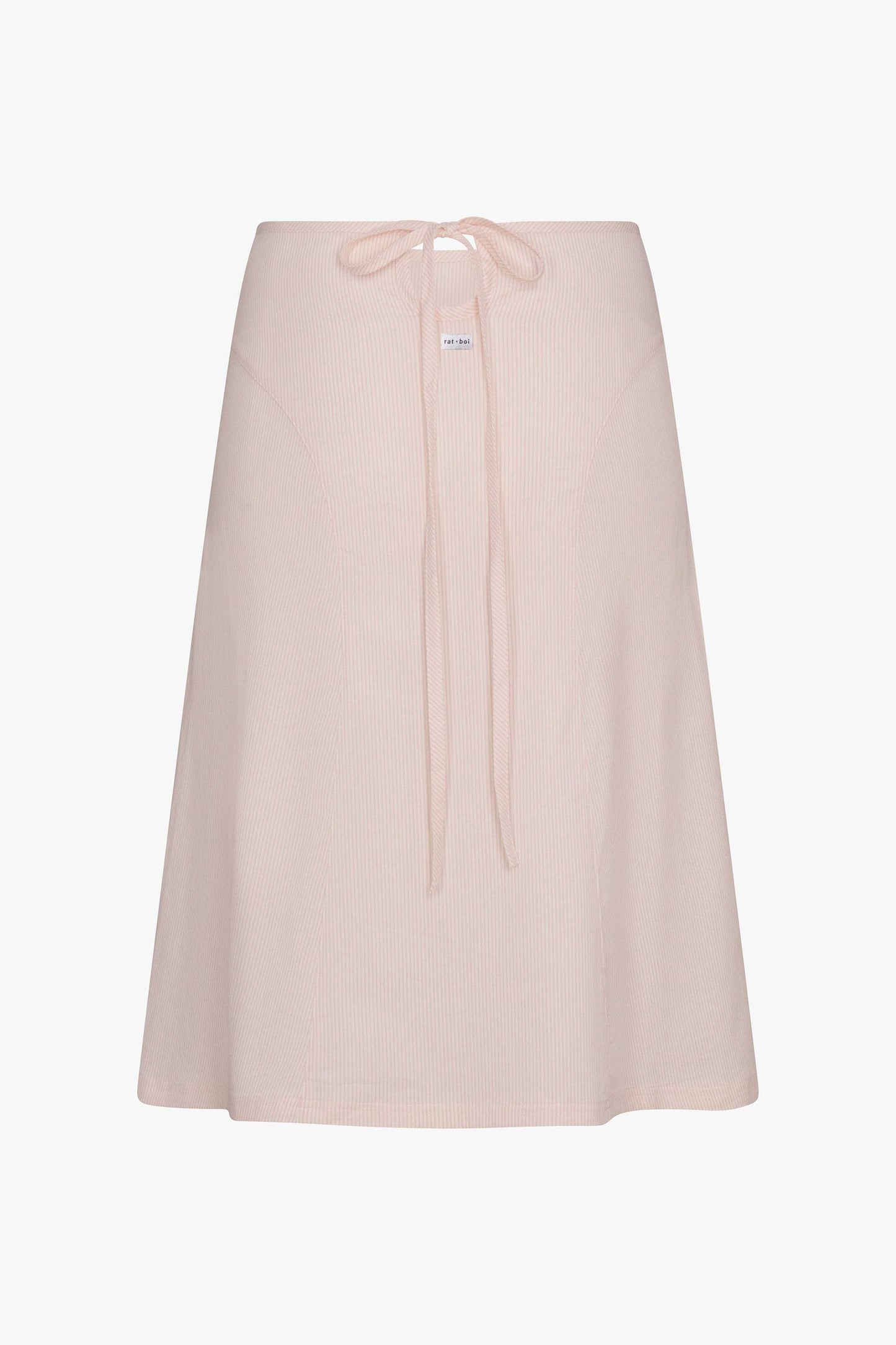 KEYHOLE MIDI SKIRT IN BLUSH STRIPE