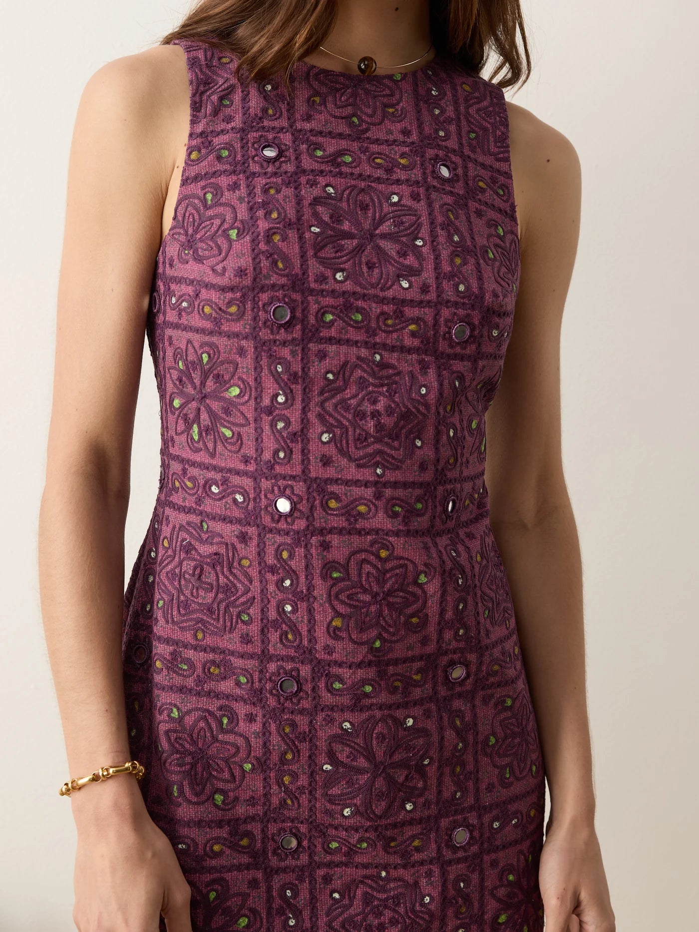 Folkora Embellished Mini Dress