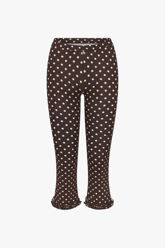RUFFLE CAPRI IN ESPRESSO DOT
