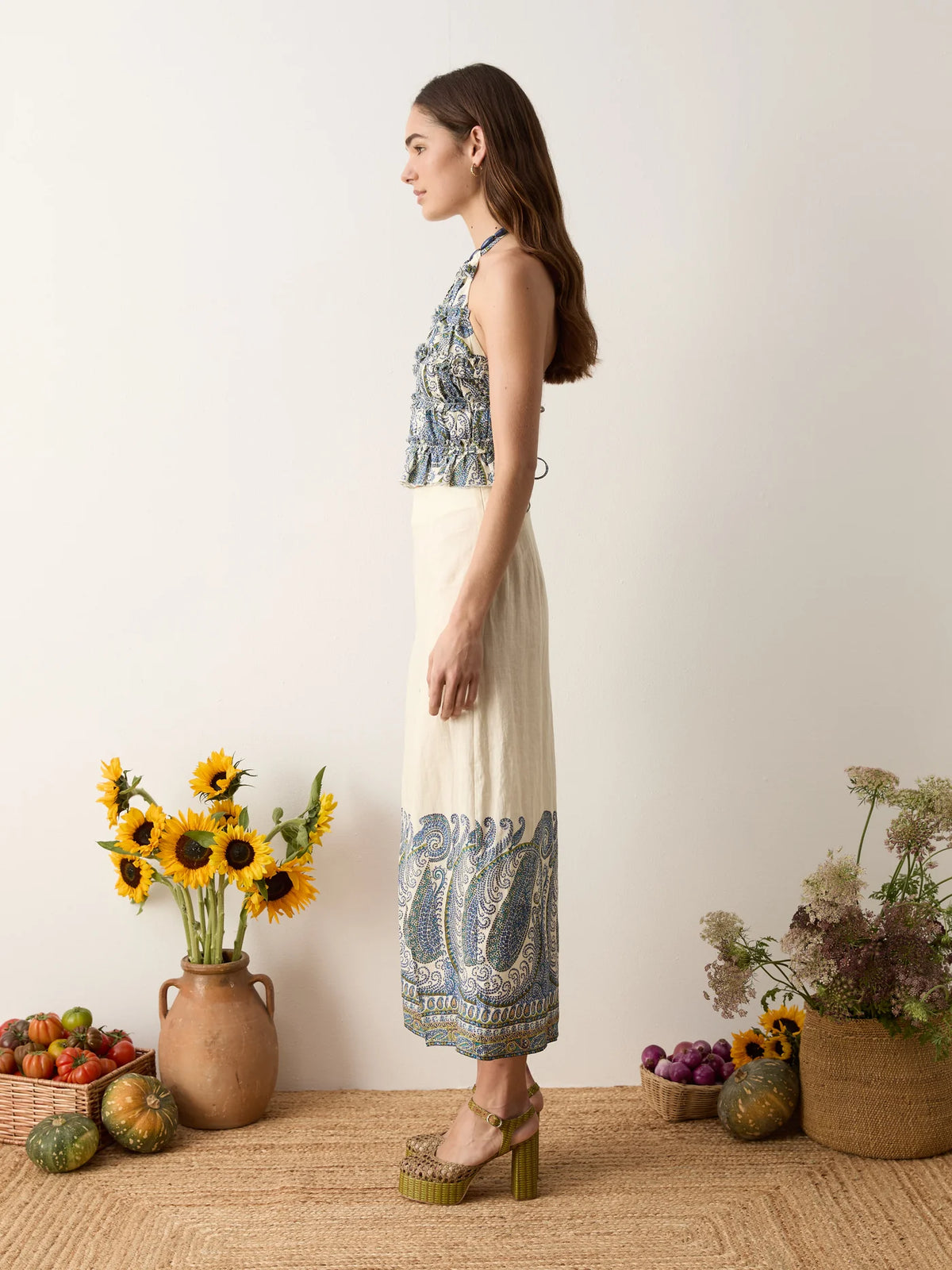 Arcadia paisley maxi skirt w split