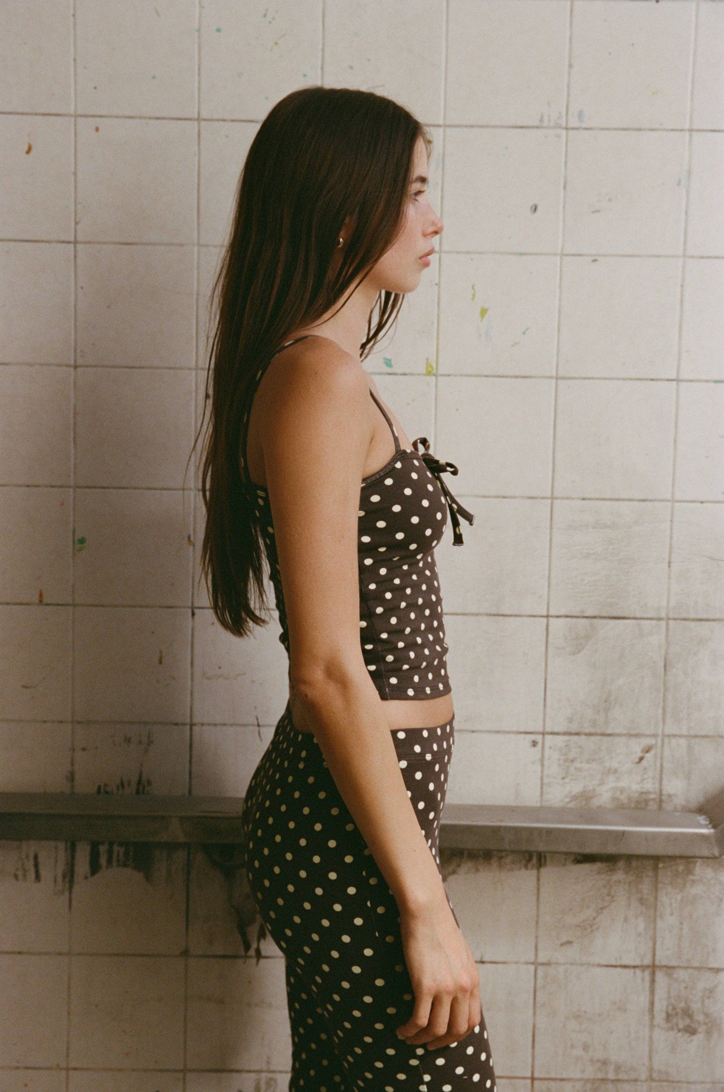 TIE CAMI IN ESPRESSO DOT