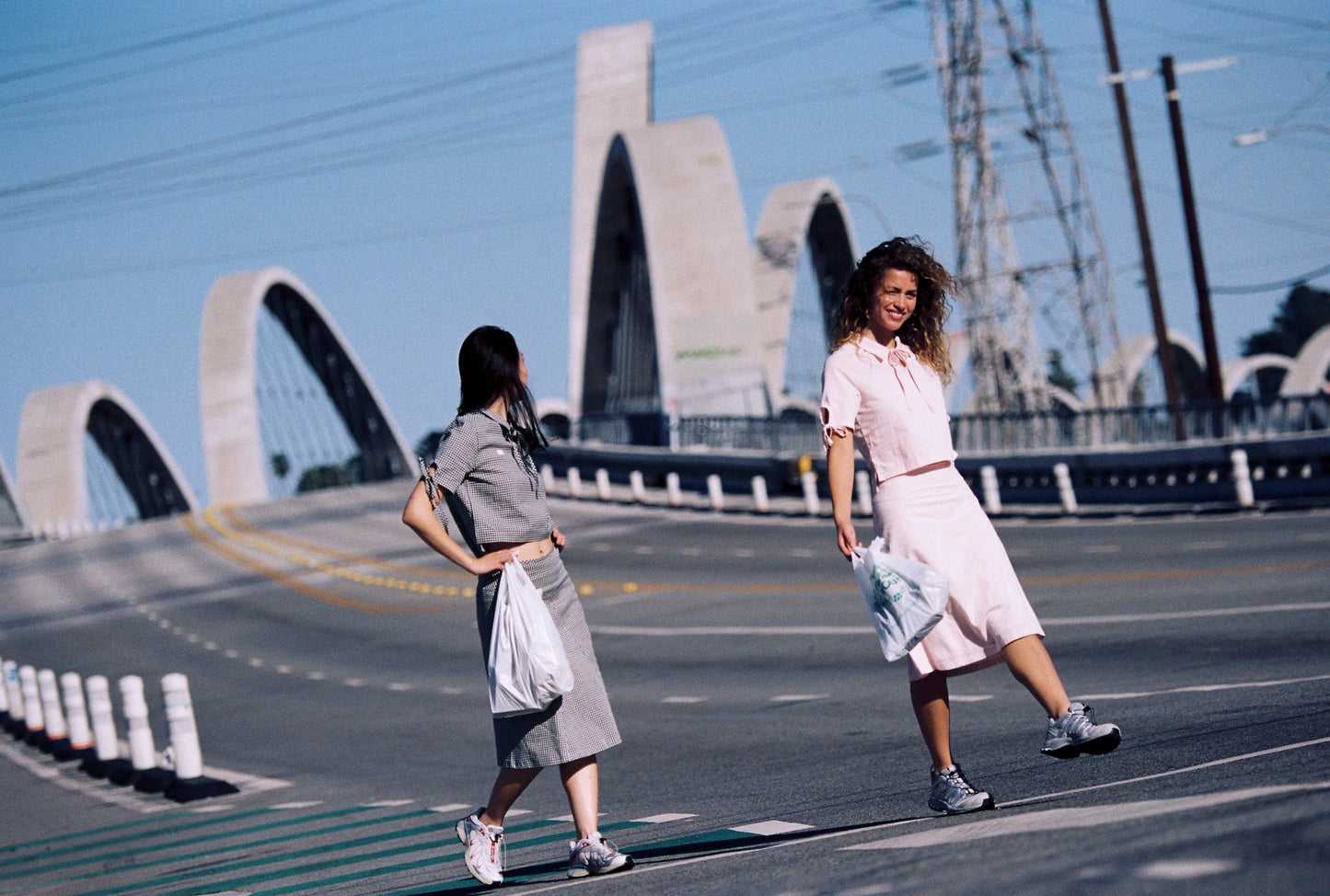 KEYHOLE MIDI SKIRT IN BLUSH STRIPE