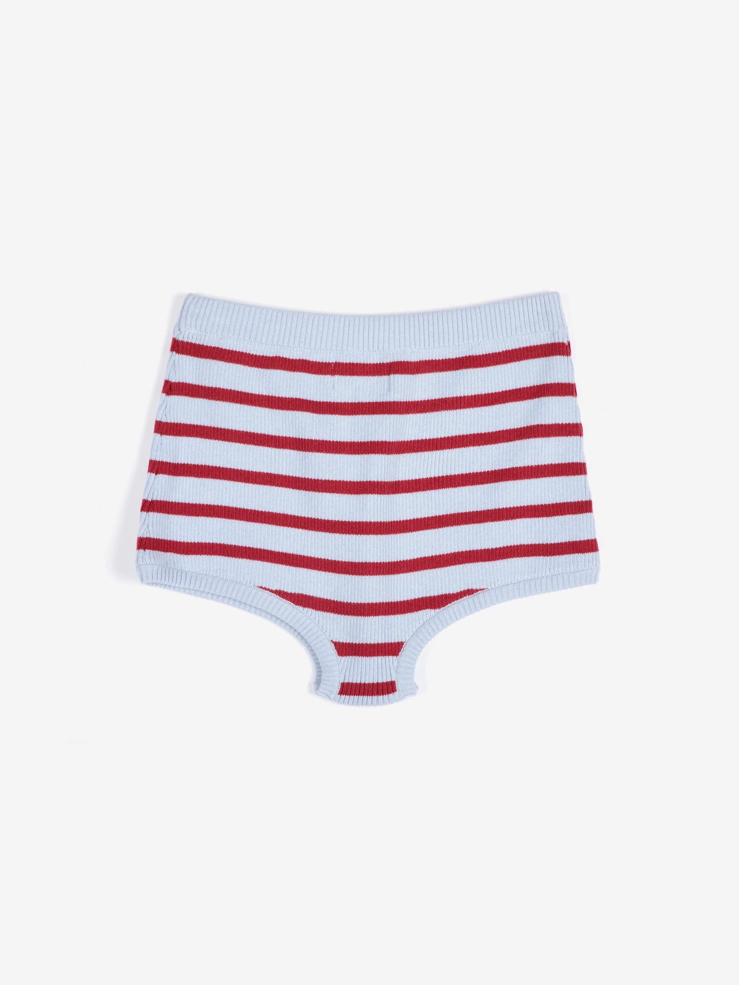 Striped knitted wool‑cotton minishort