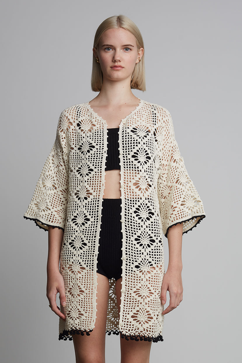 IVORY W/ BLACK TIPPING