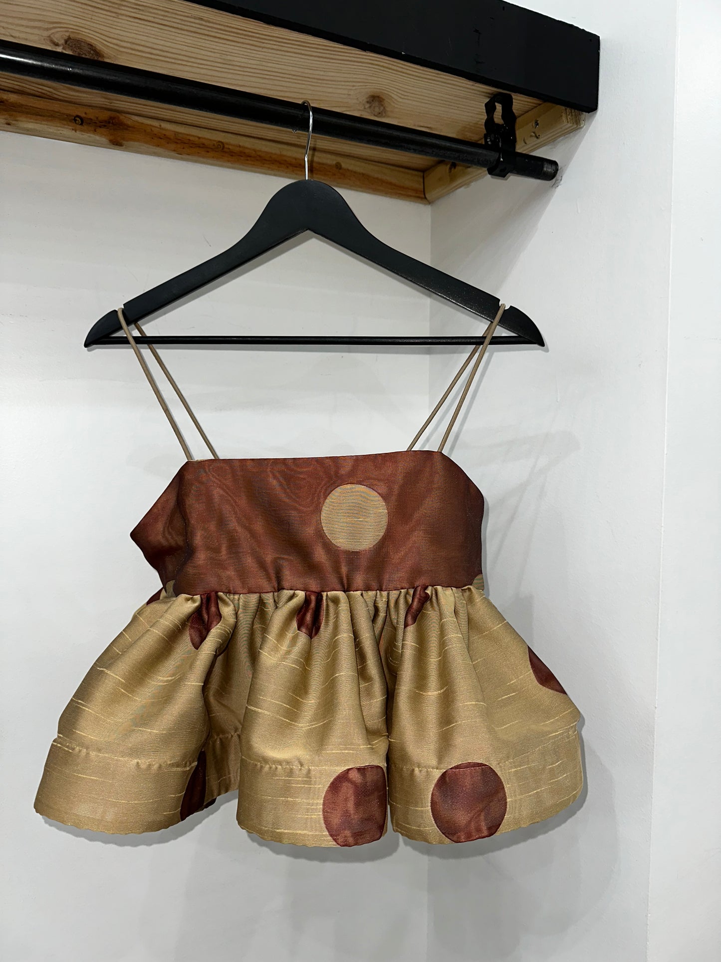 Polka Dot Puff Top - Brick