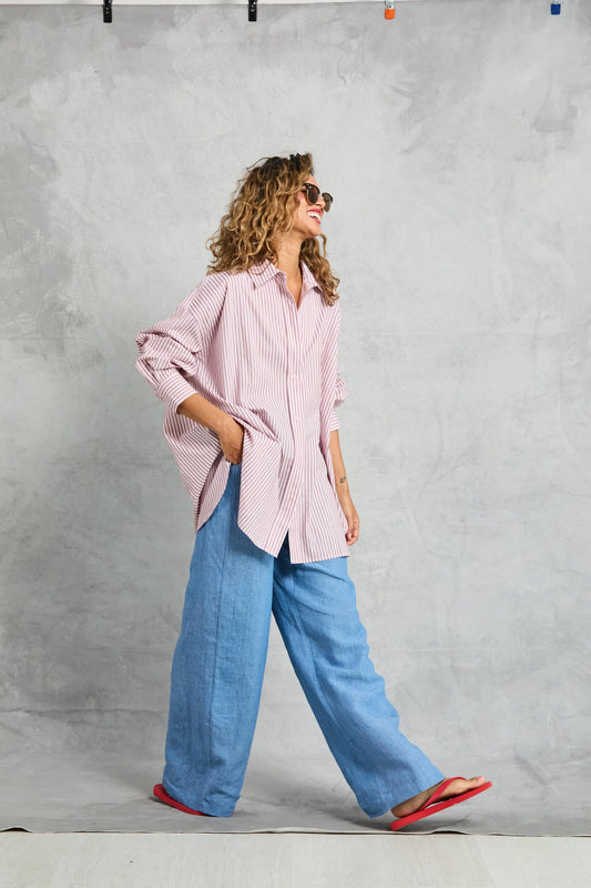 Diana Wrap Shirt in Rose Stripe