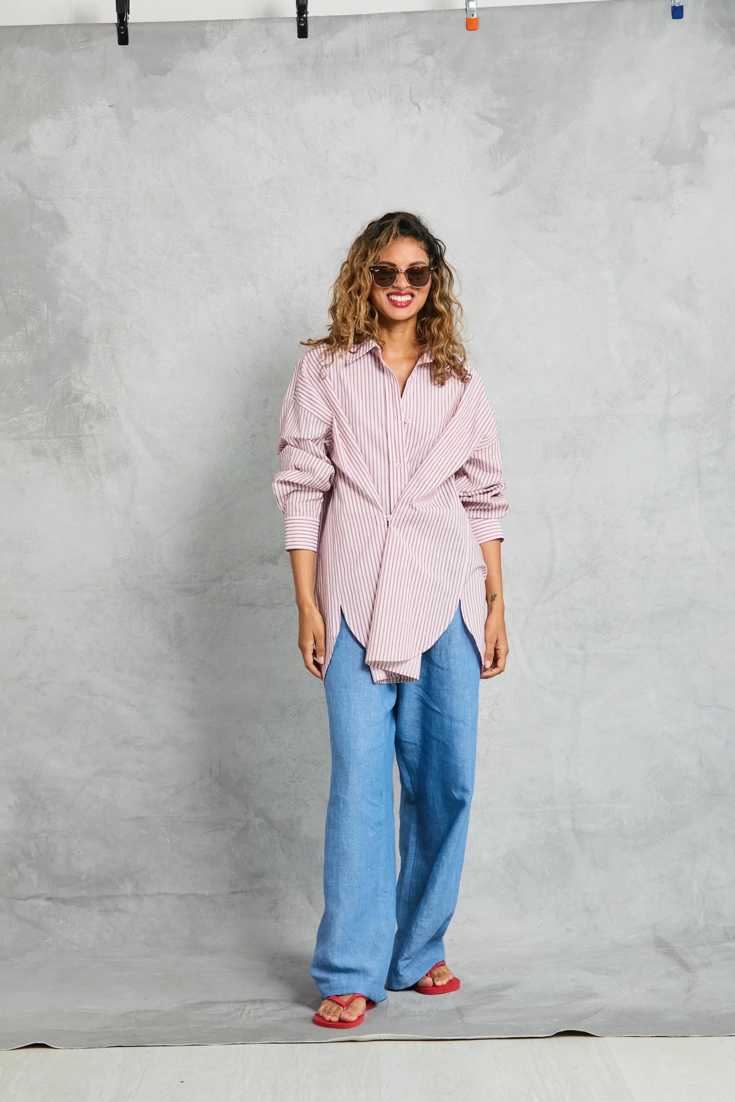 Diana Wrap Shirt in Rose Stripe