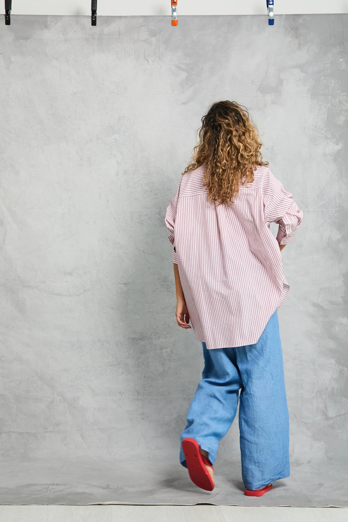 Diana Wrap Shirt in Rose Stripe