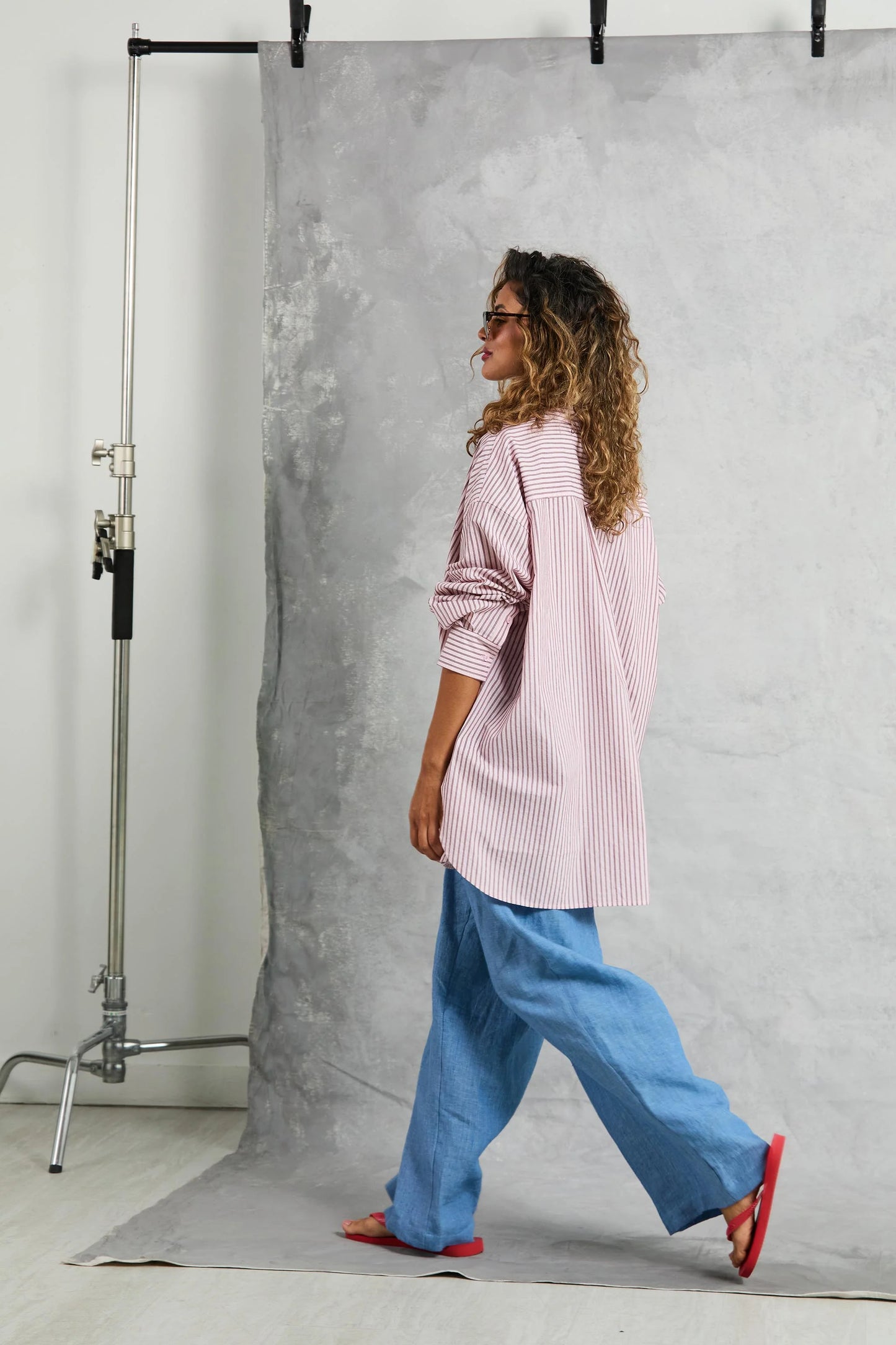 Diana Wrap Shirt in Rose Stripe