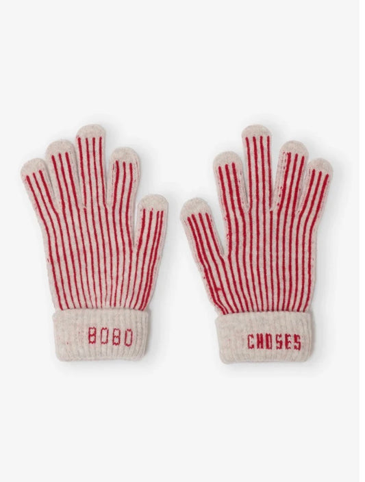 Merino wool stripes knitted gloves