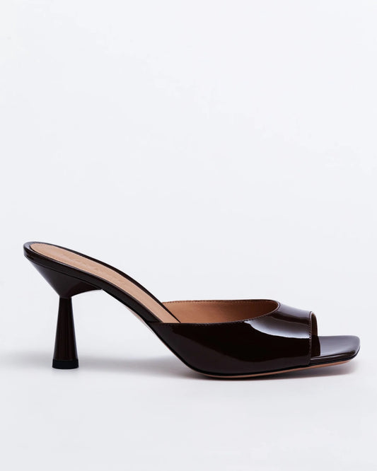 Greta Mule Leather 70mm / chocolate brown