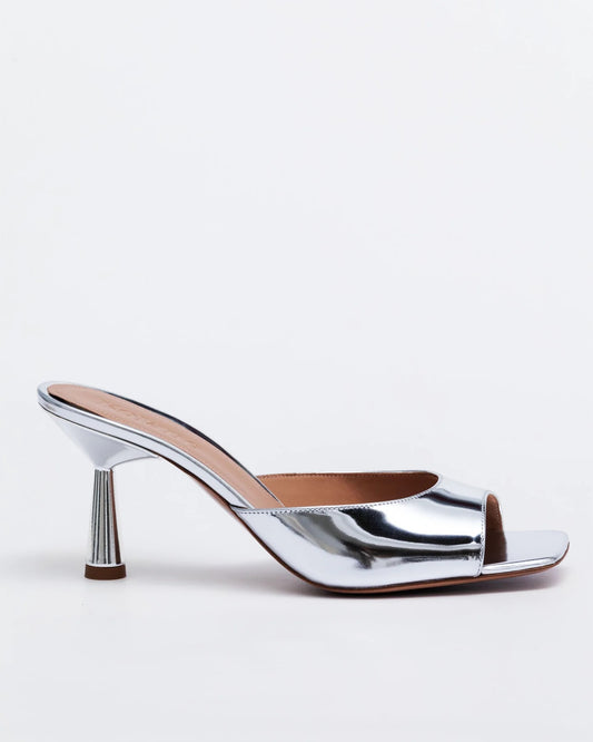 Greta Mule Mirror Leather 70mm / Silver