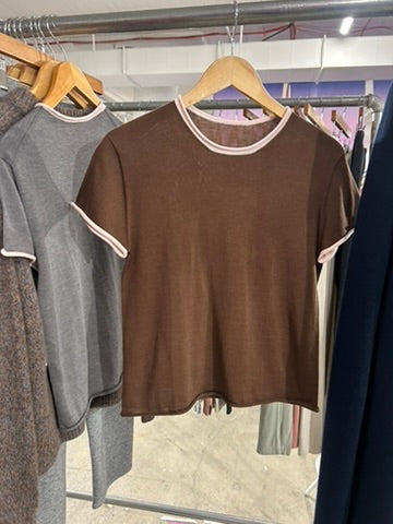 Silk Roll-Edge Tee - Chocolate