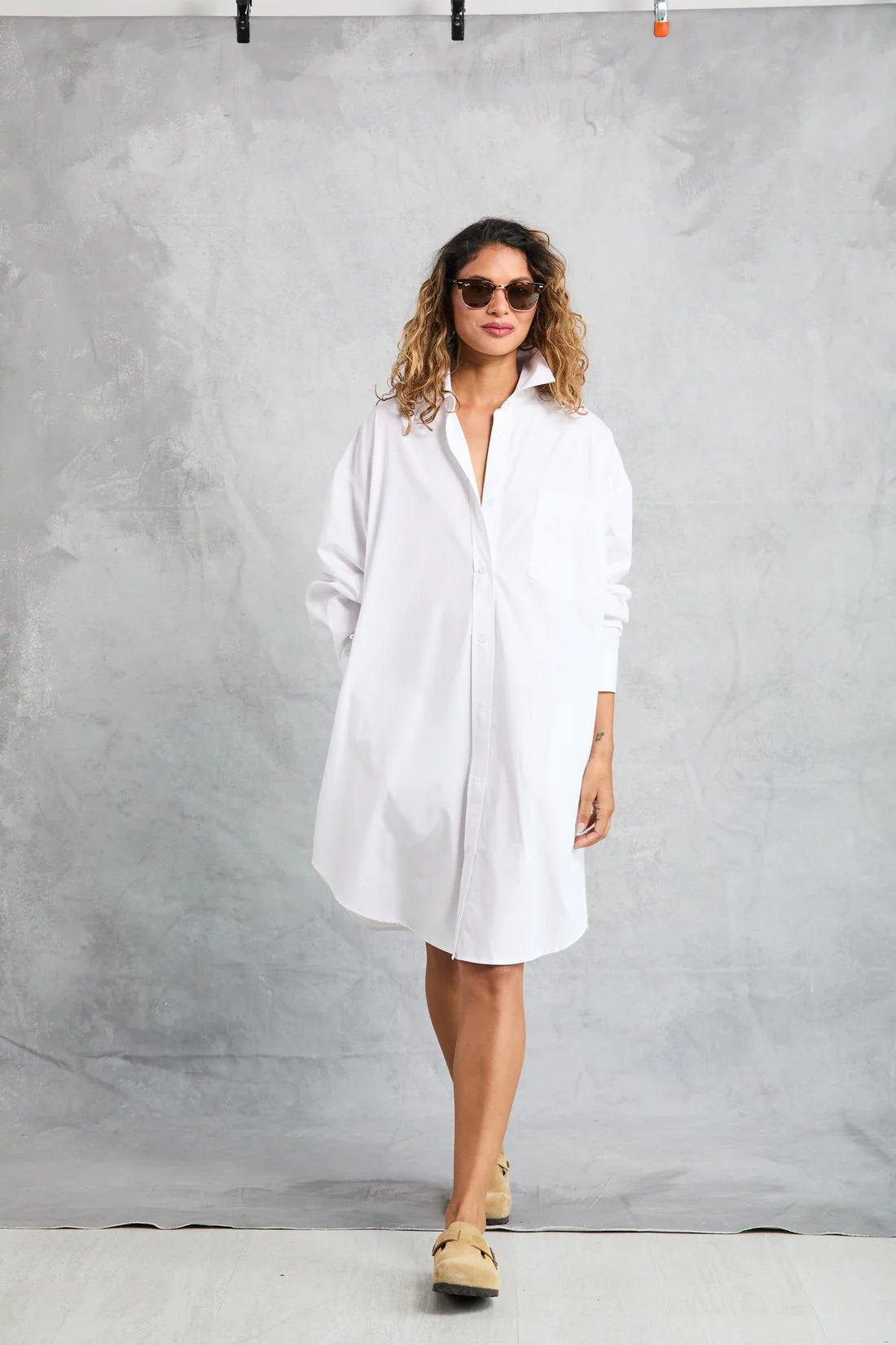 Phoebe Mini Shirt Dress in White
