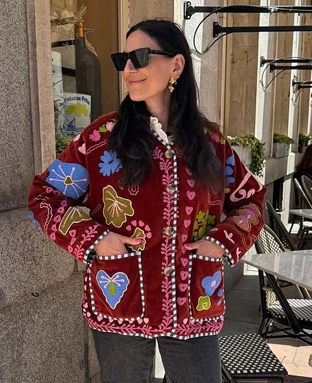 Maggie Jacket Velvet Burgundy