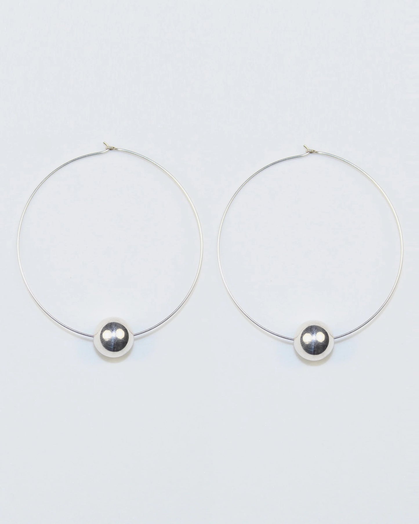 Obi Single Silver Bead Earrings L