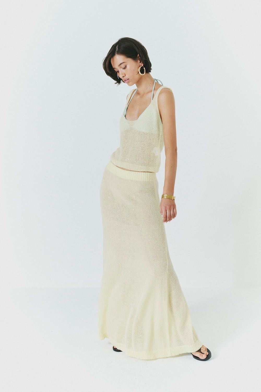 Flared Maxi Knit Skirt