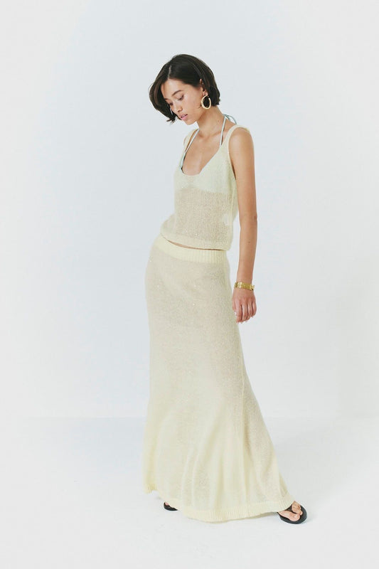 Flared Maxi Knit Skirt