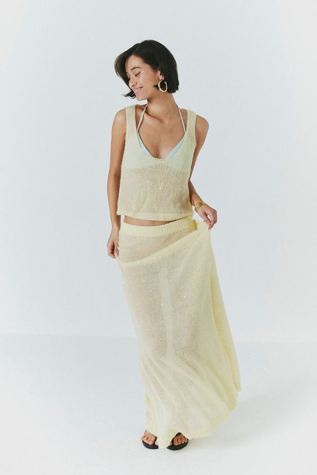 Flared Maxi Knit Skirt