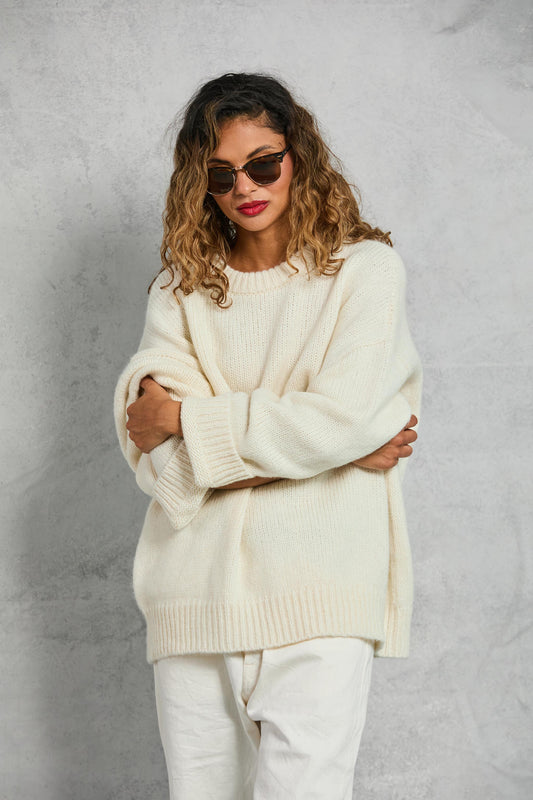 Boyfriend Sweater in Cream