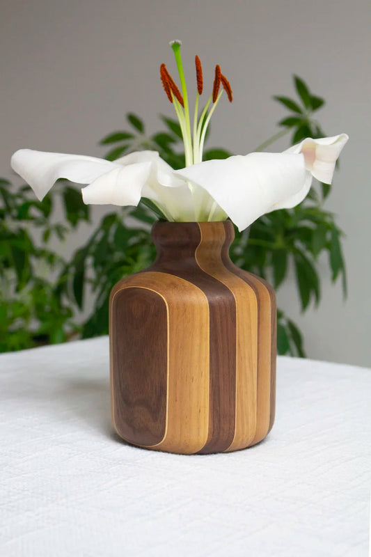 Water Bottle Vase - Walnut Pinstriped