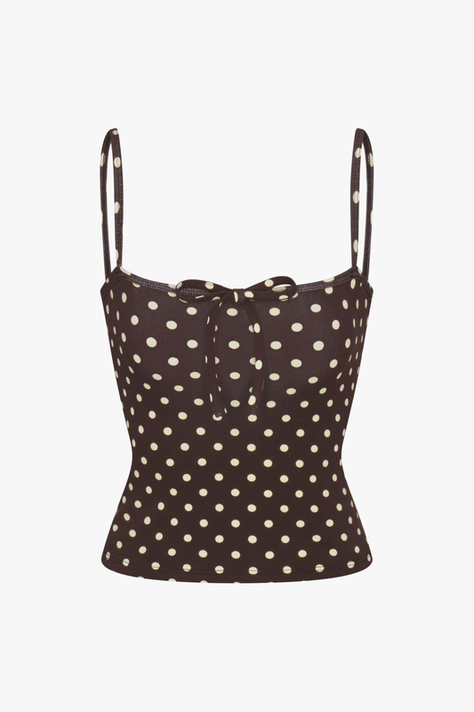 TIE CAMI IN ESPRESSO DOT