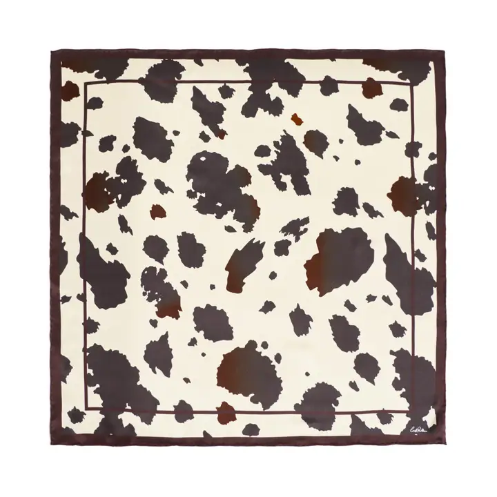 “Spot Chic" Silk Bandana Scarf - Cow Print - Cow Print