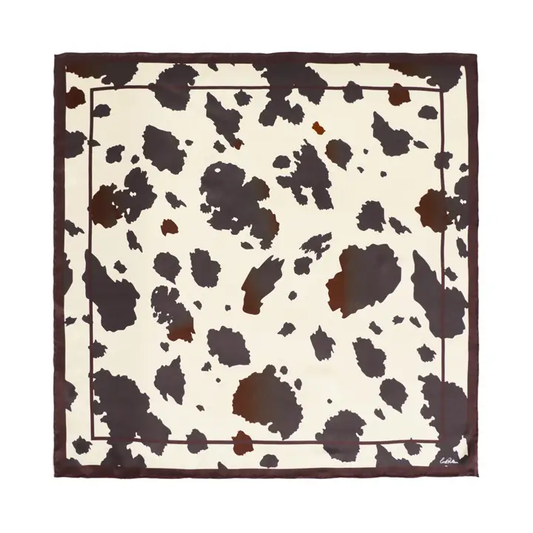 “Spot Chic" Silk Bandana Scarf - Cow Print - Cow Print