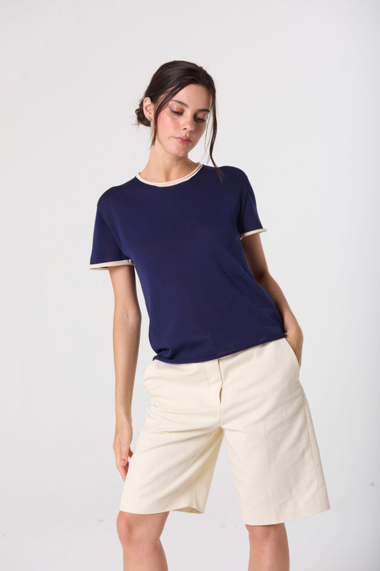 Silk Roll-Edge Tee - Chocolate